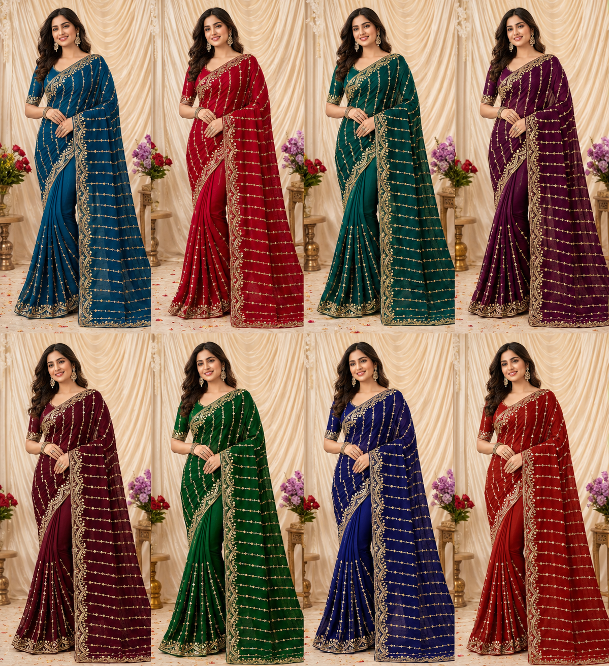 Premium Embroidered sarees Material Collection for Wholesale Buyers