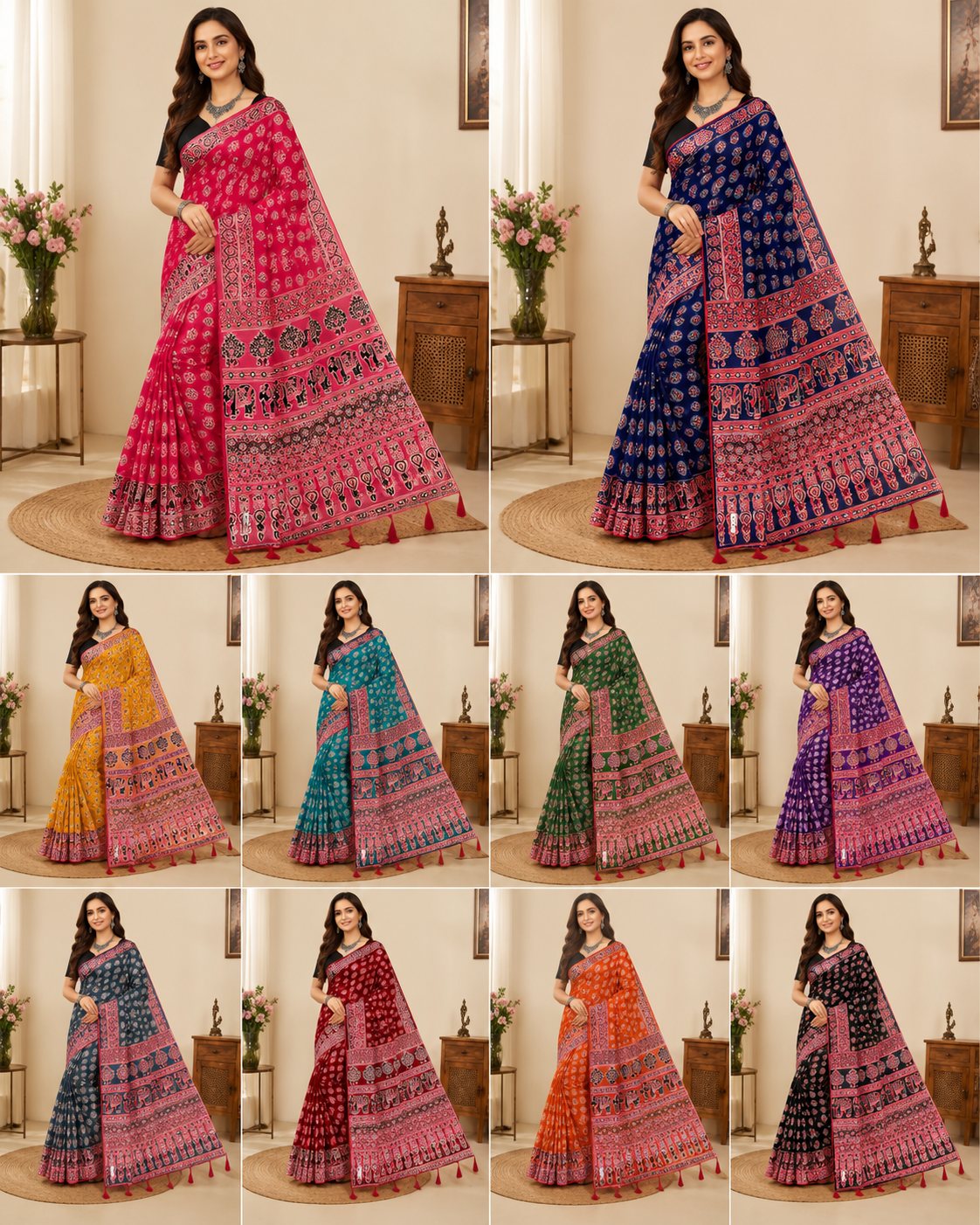 Premium Jaipuri Printed Cotton Saree