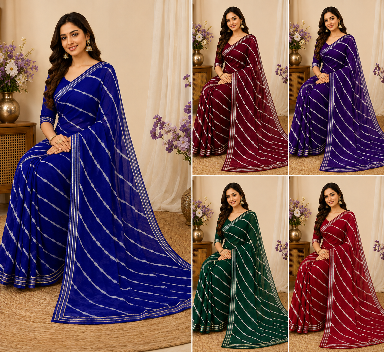 Designer Bandhani Print Chiffon Saree with Zari Border – JPR-9024